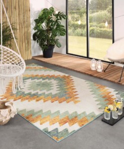 Tapis d'extérieur Losange Aztek - Verano vert/terracota - sfeer, thumbnail