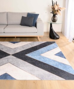 Tapis Géométrique lavable - Moderna bleu/gris - sfeer