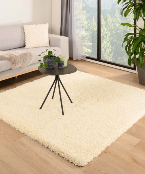 Tapis poils longs Carré - Shaggy Grand Crème - sfeer