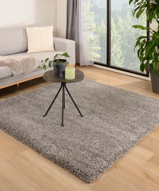 Tapis Carré - Shaggy Grand gris clair - sfeer