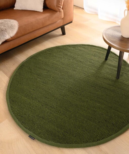 Tapis rond en laine Lett - vert - sfeer