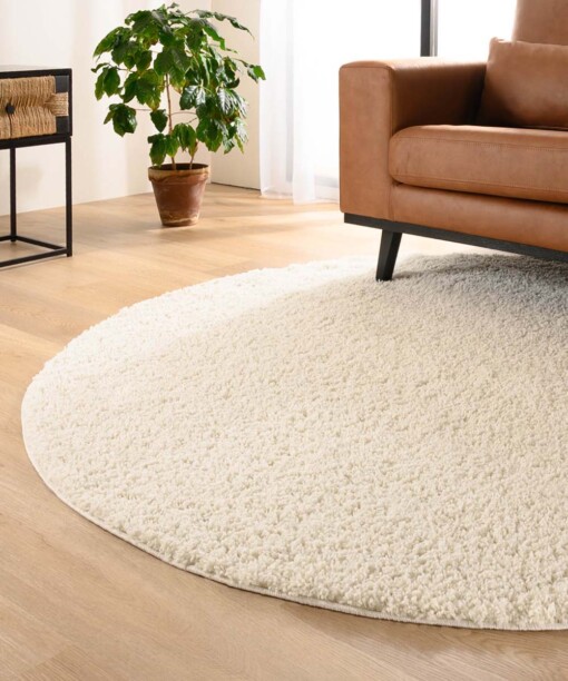 Tapis rond poils longs Shaggy Trend - ivoire - sfeer