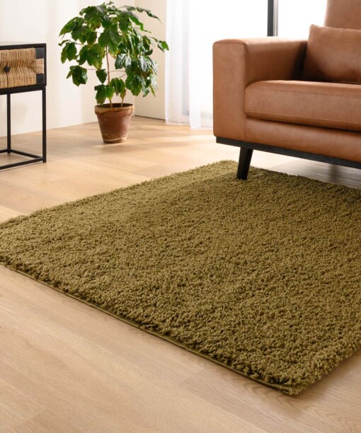 Tapis Carré poils longs Shaggy Trend - vert olive - sfeer