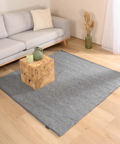 Tapis Carré en laine - Lett bleu acier - sfeer