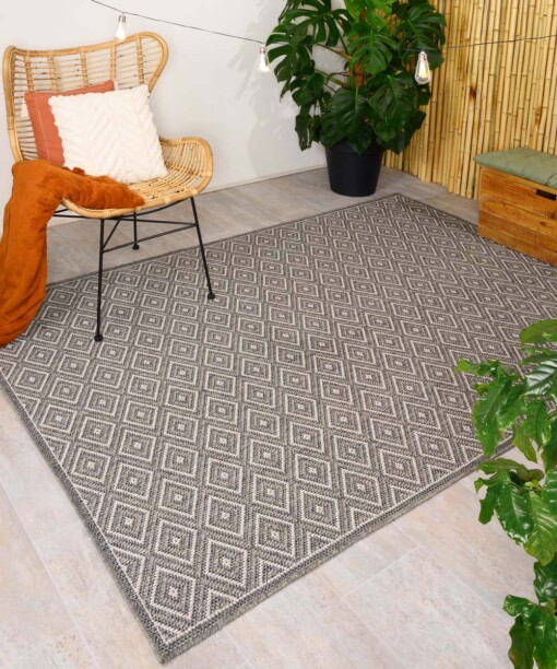 Tapis d'extérieur losange Sunny Gem - gris - sfeer