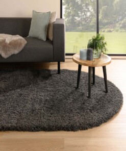 Tapis ovale poils longs - Cozy Shaggy gris foncé - sfeer