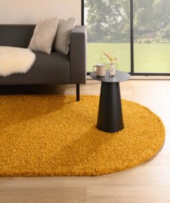 Tapis ovale poils longs - Shaggy Trend jaune moutarde - sfeer