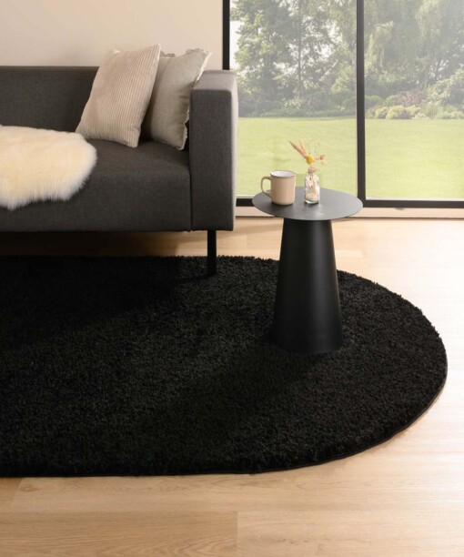 Tapis ovale poils longs - Shaggy Trend noir - sfeer