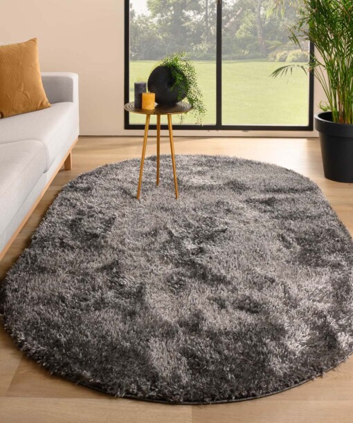 Tapis ovale poils longs - Posh gris - sfeer