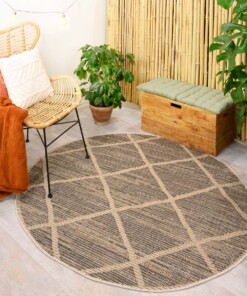 Tapis d'extérieur Rond losange Sunny - beige - sfeer