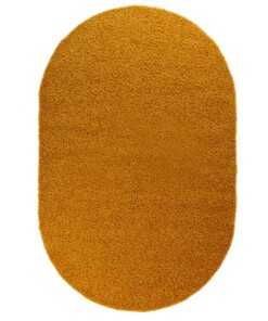 Tapis ovale poils longs - Shaggy Trend jaune moutarde - overzicht boven