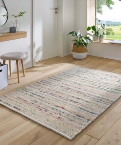 Tapis en laine - Bokn blanc/multicolore