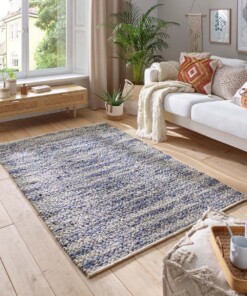 Tapis en laine - Ursule bleu/Crème