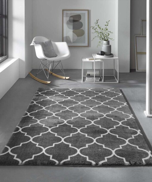 Tapis lavable - Trellis gris foncé/blanc - sfeer