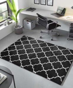 Tapis lavable - Trellis noir/blanc