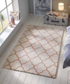 Tapis lavable - Trellis blanc/rose