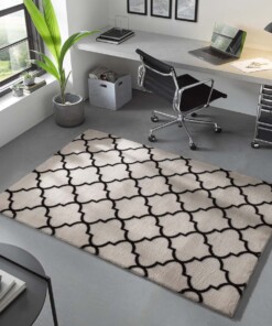 Tapis lavable - Trellis blanc/noir