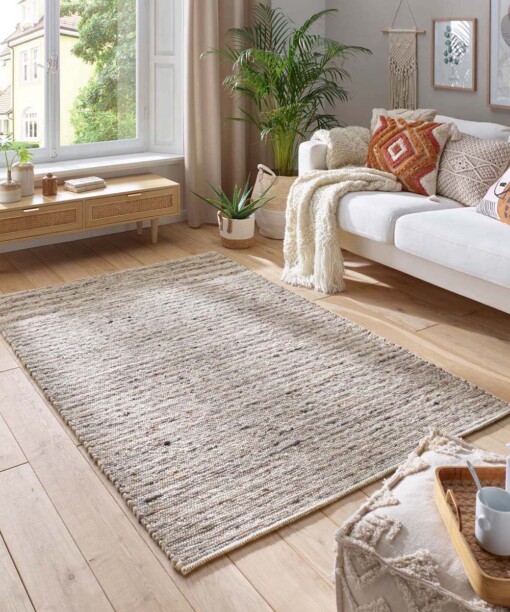 Tapis en laine - Thora marron/gris - sfeer