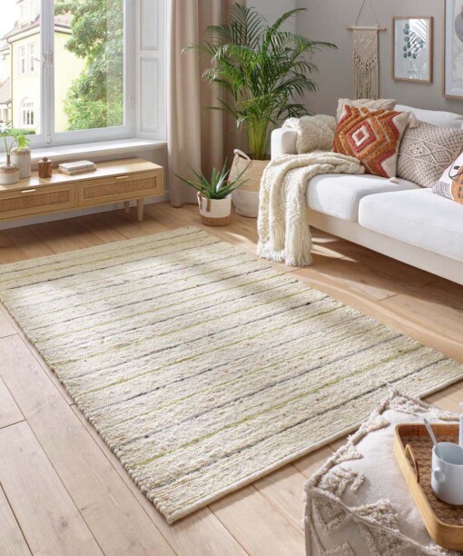 Tapis laine rayé - Jarl Crème/vert - sfeer