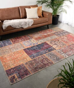 Tapis patchwork - Fade Heritage bleu/Multicolore - sfeer