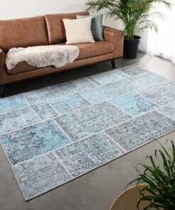 Tapis patchwork - Fade Heritage gris/turquoise - sfeer, thumbnail