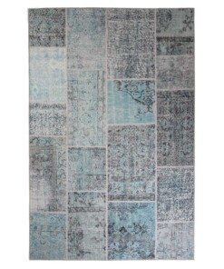 Tapis patchwork - Fade Heritage gris/turquoise - overzicht boven