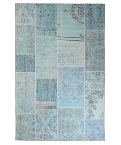 Tapis patchwork - Fade Heritage turquoise - overzicht boven