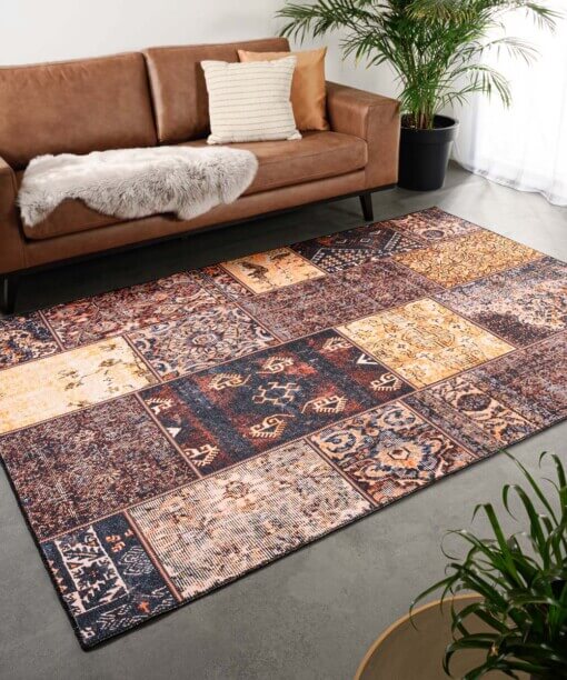 Tapis patchwork - Fade No.1 or/marron - sfeer