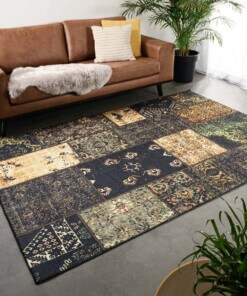 Tapis patchwork - Fade No.1 vert olive - sfeer