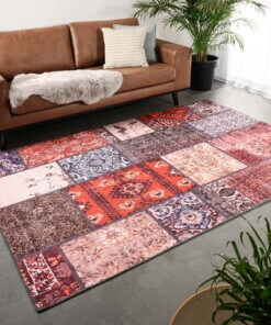 Tapis patchwork - Fade No.1 rouge/Multicolore - sfeer