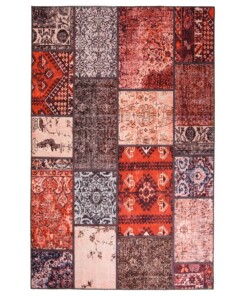 Tapis patchwork - Fade No.1 rouge/Multicolore - overzicht boven