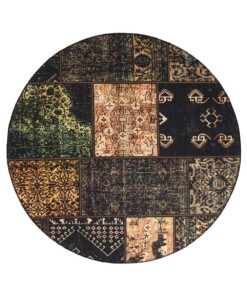 Tapis patchwork Rond - Fade No.1 vert olive - overzicht boven