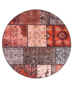 Tapis patchwork Rond - Fade No.1 rouge/Multicolore - overzicht boven