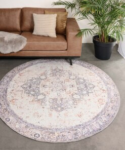 Tapis vintage Rond - Fade No.2 gris - sfeer