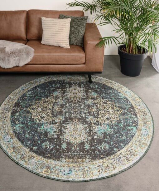 Tapis vintage Rond - Fade No.2 vert - sfeer