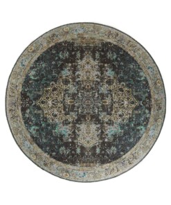 Tapis vintage Rond - Fade No.2 vert - overzicht boven