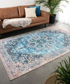 Tapis vintage - Fade No.3 bleu/orange - sfeer