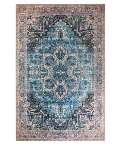 Tapis vintage - Fade No.3 bleu/orange - overzicht boven