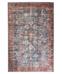 Tapis vintage - Fade Oasis bleu/rouge - overzicht boven