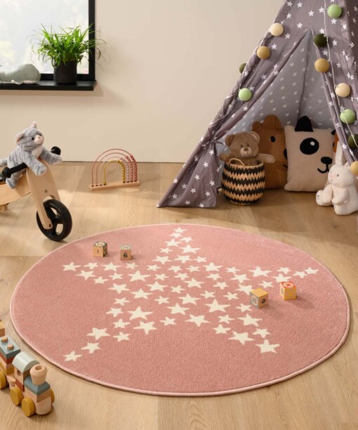 Tapis enfant Rond Étoile - Magic rose