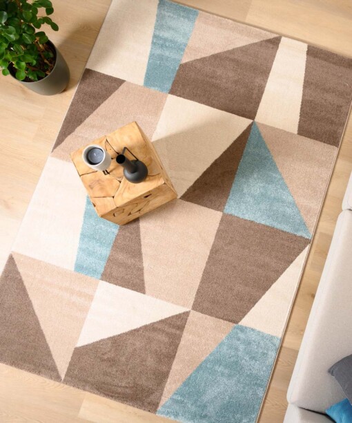 Tapis carreaux - Aria Cube bleu