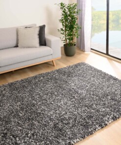 Tapis poils longs Chelsea - Blend noir/blanc/gris