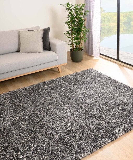 Tapis poils longs Chelsea - Blend noir/blanc/gris