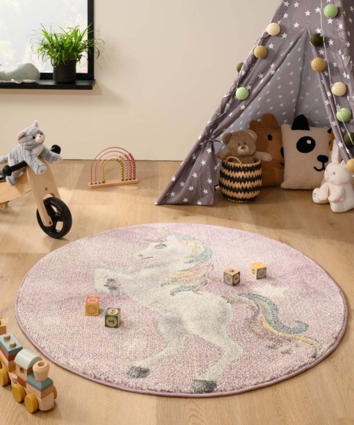 Tapis Licorne Rond - Dreams violet/Multicolore