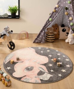 Tapis Rond Dragon - Dreams gris foncé/rose