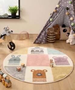 Tapis chambre bébé Rond carreaux - Dreams Multicolore