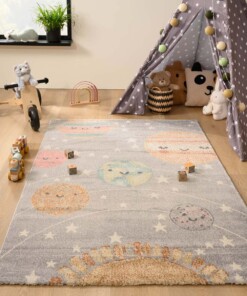 Tapis enfant Planètes - Dreams gris clair/Multicolore