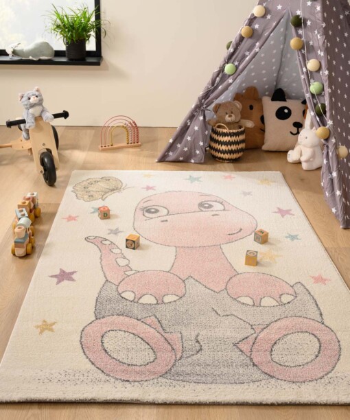 Tapis Dino - Dreams blanc/rose