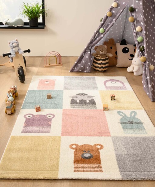 Tapis chambre bébé carreaux - Dreams Multicolore