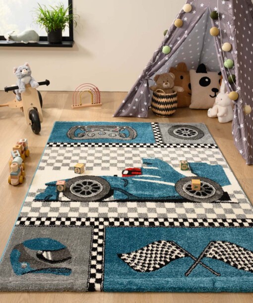 Tapis enfant auto - Adventures bleu